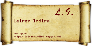 Leirer Indira névjegykártya